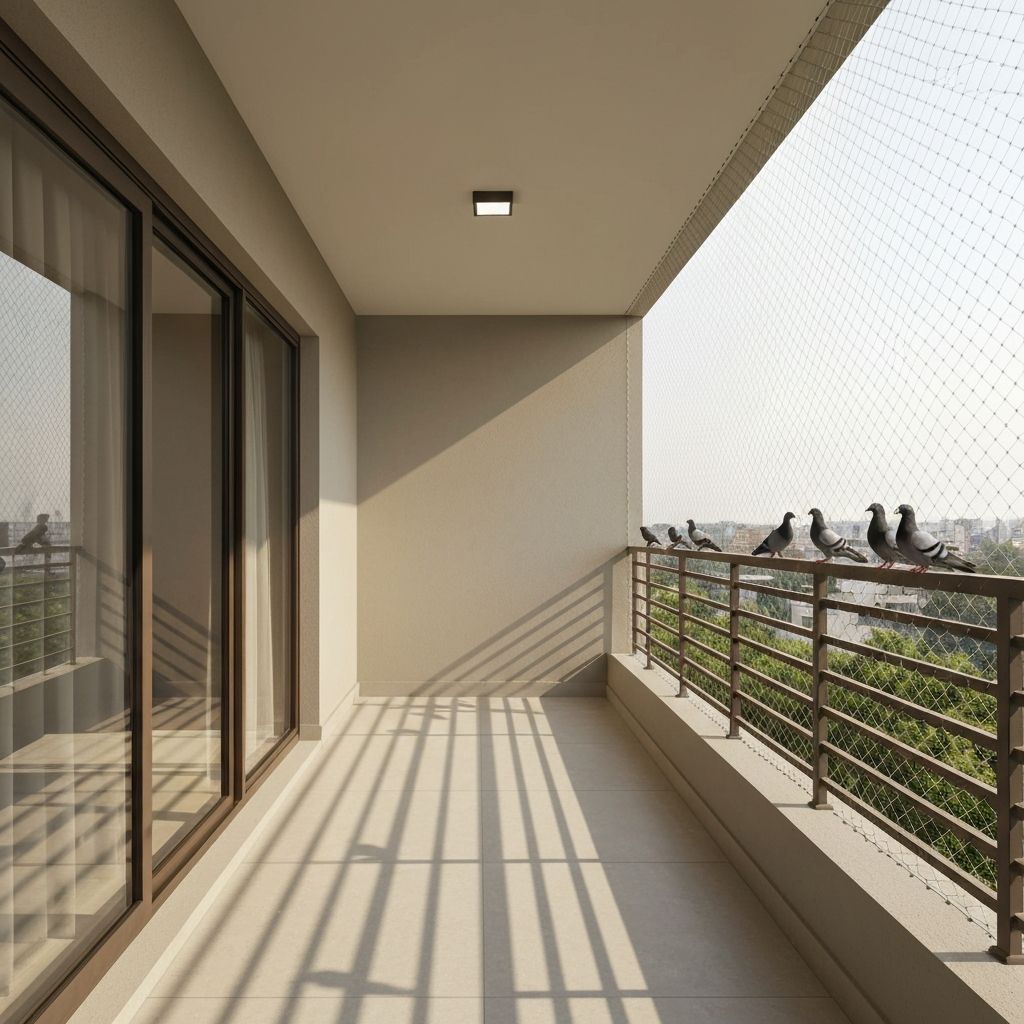 Clean balcony with bird netting installed